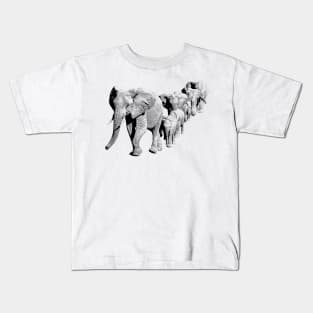 Elephant Family in Procession | African Wildlife Kids T-Shirt